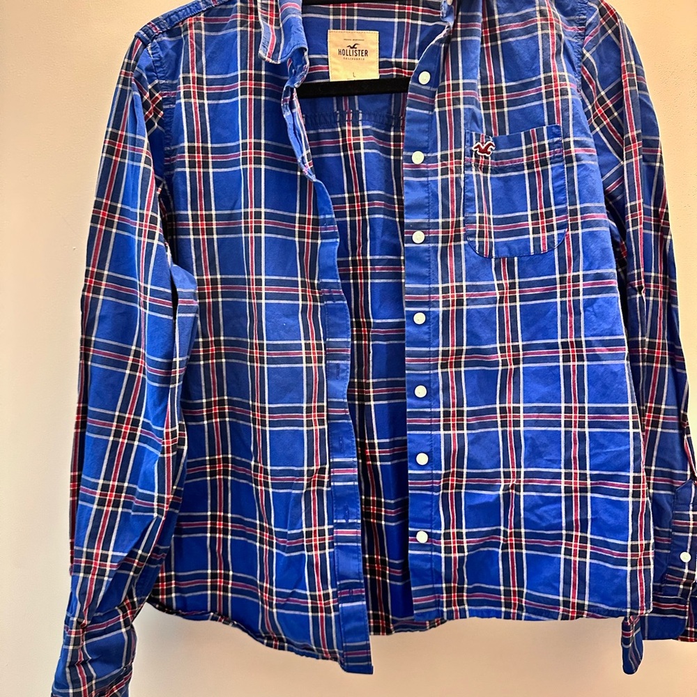 Ladies Blue Plaid Hollister Shirt